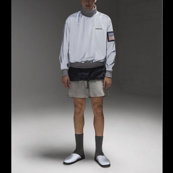 4SDESIGNS Gray Pullover Jacket American Flag Retails $1144 Athletic Streetwear - Picture 1 of 14